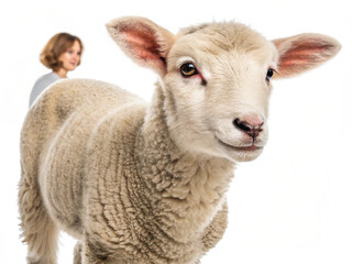 Young Lamb Isolated on White Background – High-Resolution Farm Animal Image