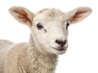 Young Lamb Isolated on White Background – High-Resolution Farm Animal Image