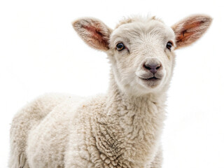 Young Lamb Isolated on White Background – High-Resolution Farm Animal Image