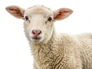 Young Lamb Isolated on White Background – High-Resolution Farm Animal Image