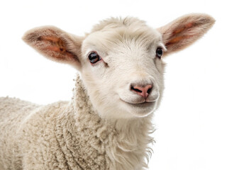 Young Lamb Isolated on White Background – High-Resolution Farm Animal Image