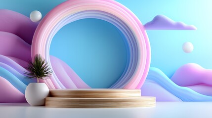 Abstract dreamscape with layered ring