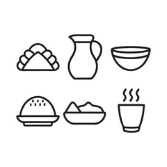 Food and Drink Icon Set Simple Line Art Graphics