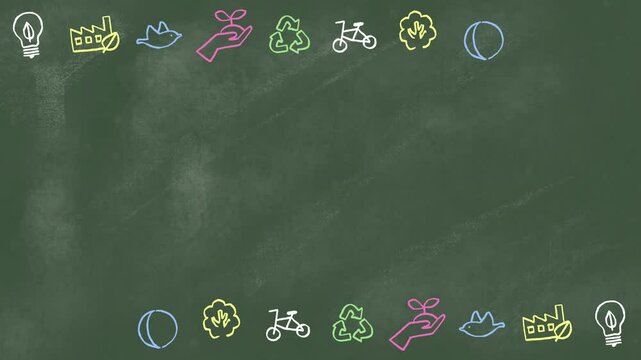 Eco illustration border on blackboard