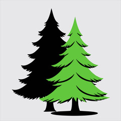 Obraz premium Vektor green Christmas trees in a simple, elegant vector format