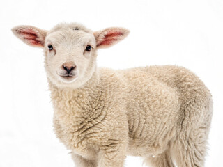Young Lamb Isolated on White Background – High-Resolution Farm Animal Image