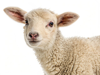 Young Lamb Isolated on White Background – High-Resolution Farm Animal Image