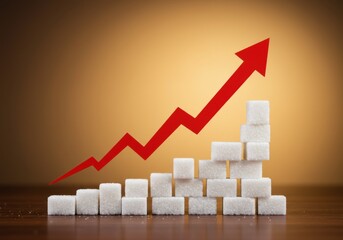 Blood Sugar Spike Graph with Sugar Cubes Diabetes Awareness Concept