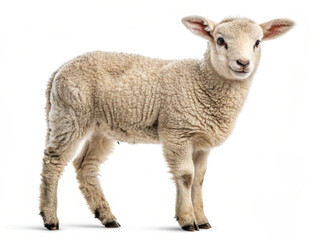 Young Lamb Isolated on White Background – High-Resolution Farm Animal Image