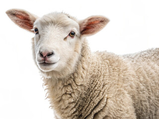 Young Lamb Isolated on White Background – High-Resolution Farm Animal Image