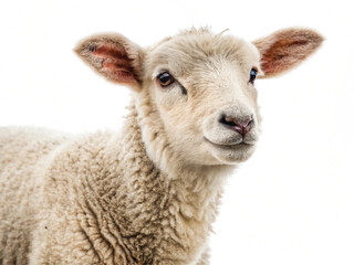 Young Lamb Isolated on White Background – High-Resolution Farm Animal Image