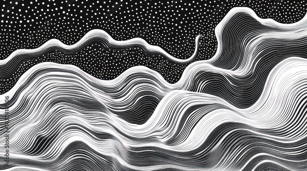 Poster abstract waves of data on a cosmic background