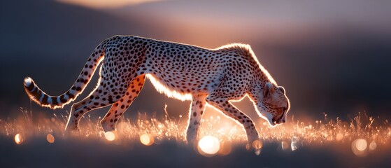 Obraz premium A cheetah is walking through a field