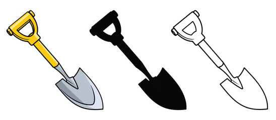 shovel vector illustration in cartoon flat style,icon,building equipment