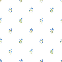 Seamless Blue Flower Pattern on White Background for Textiles and Design