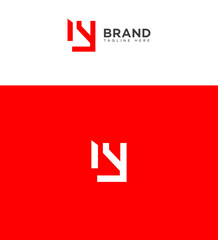 Abstract Red and White Brand Logo Design, Modern Initial NY