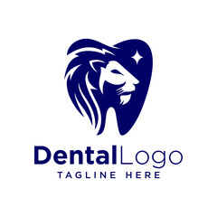 Lion Dental Care logo, illustration logo mascot design