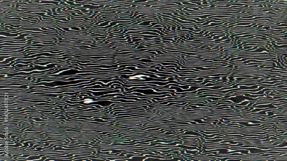 Poster wavy distorted lines with glitches and jitter effect on screen