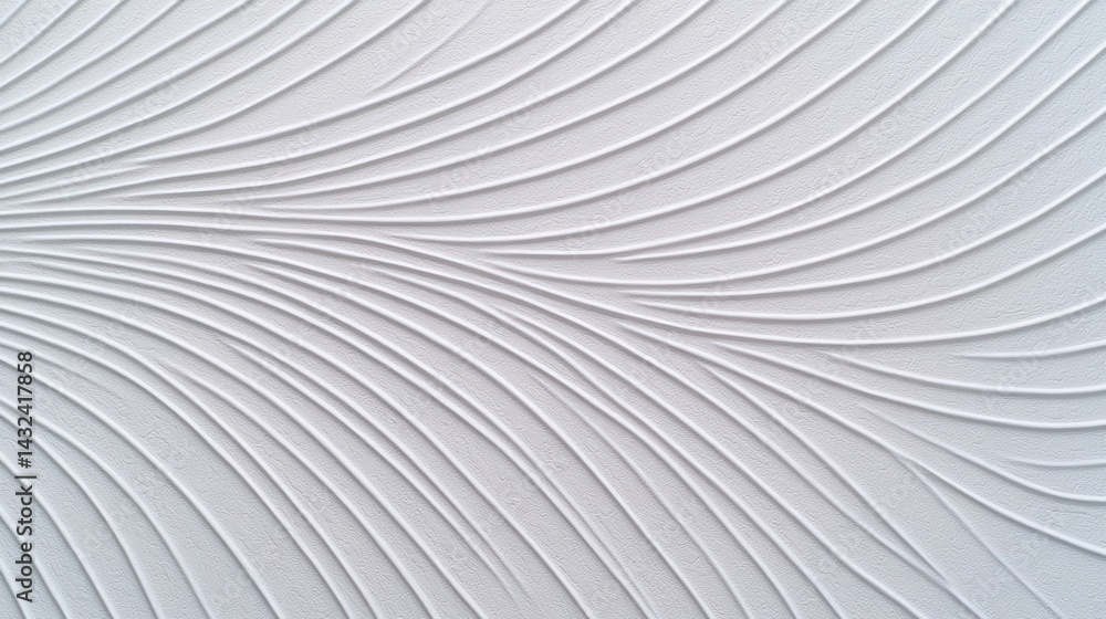 Poster a textured white wall featuring flowing, wave-like patterns that create a sense of depth and movemen