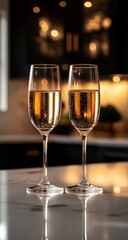 Sparkling Wine with Kitchen Counter.