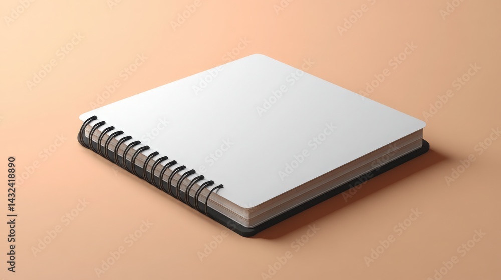 Poster minimalist spiral notebook presentation: blank page canvas for creative concepts