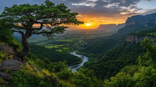 Majestic valley at sunset
