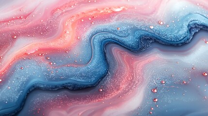 Fototapeta premium Abstract pink, blue, and white marbled texture with glitter.