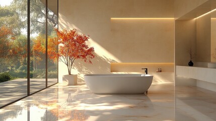 Modern bathroom with nature views