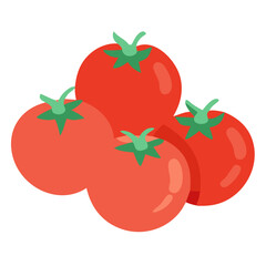 Flat Vector Illustration of Fresh Tomatoes