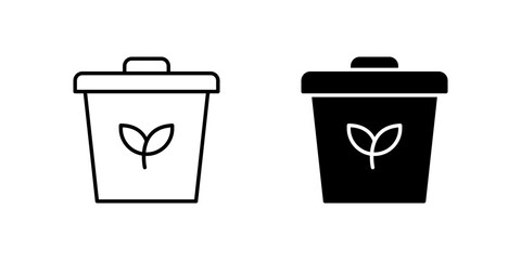 Organic Waste Bin Line and Glyph Icon Set