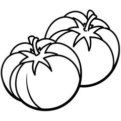 Line Art of Two Tomatoes Vector Illustration