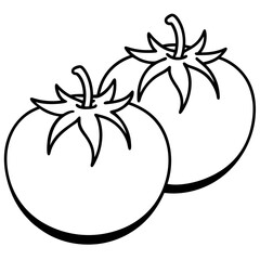 Line Art of Two Tomatoes Vector Illustration