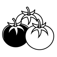 Black and White Tomato Silhouette Vector Design