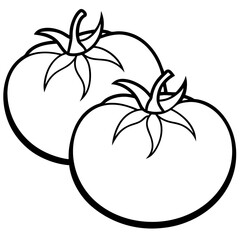 Line Art of Two Tomatoes Vector Illustration