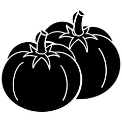 Black and White Tomato Silhouette Vector