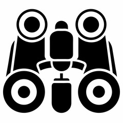 Binoculars icon set in black and white vector on white background.