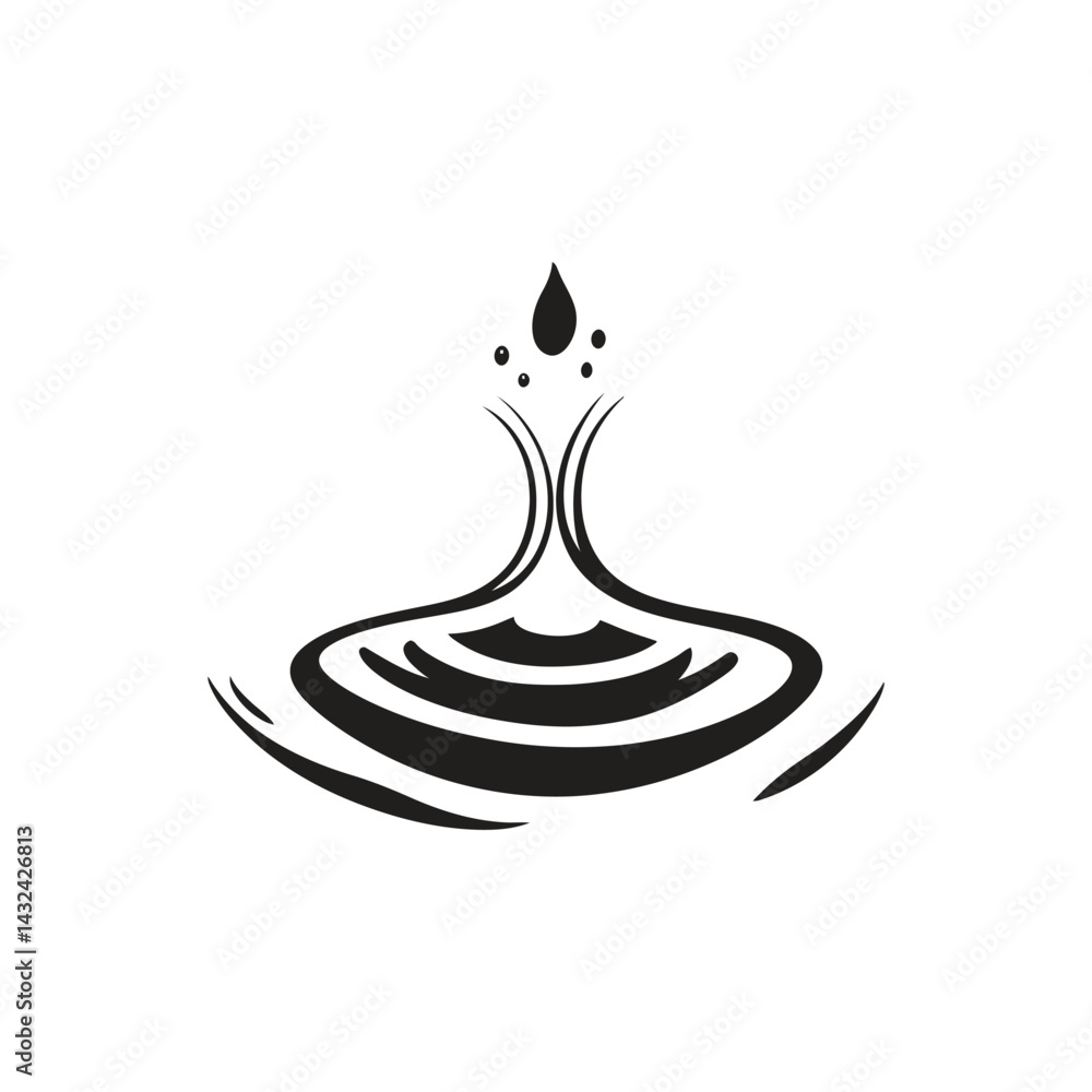 Poster water drop causing circular ripples design on transparent background