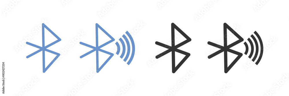 Aufkleber set of bluetooth icons in different styles isolated on a white background vector. bluetooth icon thi
