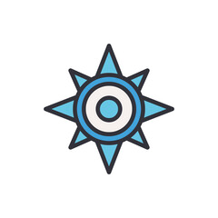 Compass colored icons, minimalist vector illustration ,simple transparent graphic element .Isolated on white background