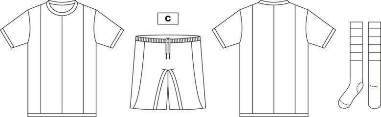 T-shirt jersey mockup outline apparel isolated sport background clothing template tee kit flat captain apparel soccer © LAB
