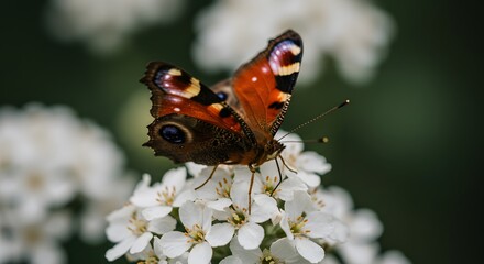 Butterfly Perched on White Flowers