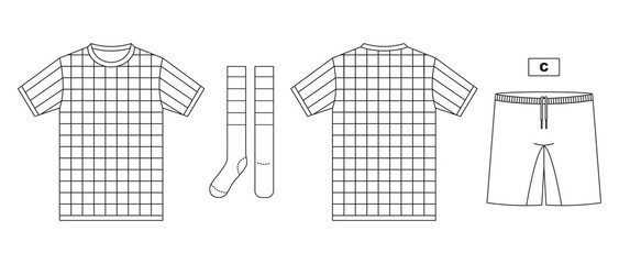 T-shirt jersey mockup outline apparel isolated sport background clothing template tee kit flat captain apparel soccer