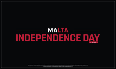 Malta Independence Day on a black background, Vector design of Independence Day of Malta, Typographic Design of Malta National Day, Flag typography of Malta