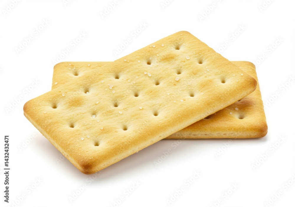 Aufkleber two rectangular crackers stacked on top of each other on a plain white surface in a close up shot