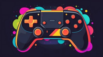 Stylized vector illustration of a gaming controller, bold colors, and a modern look