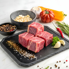 Fototapeta premium Delicious Beef Cubes: Ready for Your Recipe