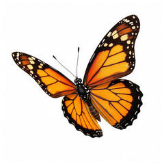 Obraz premium Realistic flying butterfly, textured wing surfaces, natural insect form, transparent isolation