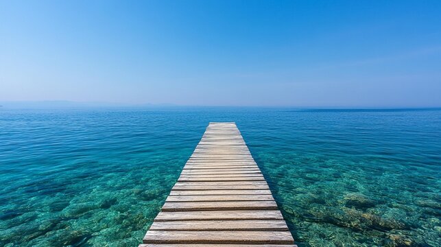 Serene ocean pier aerial view peaceful tranquil summer vacation travel tourism - Powered by Adobe