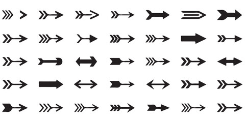 Long arrows icon.  hand drawn arrow, grunge arrow, arrows icon black vector silhouettes