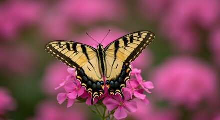 Butterfly on Pink Flowers